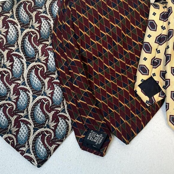 Men's Necktie Set of 3 100% Silk Business Dinner Date MobBoss CEO Hipster - Picture 8 of 9